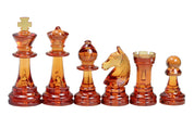 Figure di scacchi Staunton n. 6, ambra trasparente (re 96 mm)
