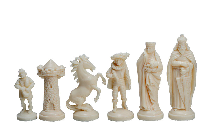 Figure medievali stilizzate di scacchi, crema e nero (re 98 mm) - Figure medievali stilizzate di scacchi, crema e nero (re 98 mm)