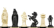 Figure di scacchi vichinghi stilizzati, crema e nero (re 98 mm)