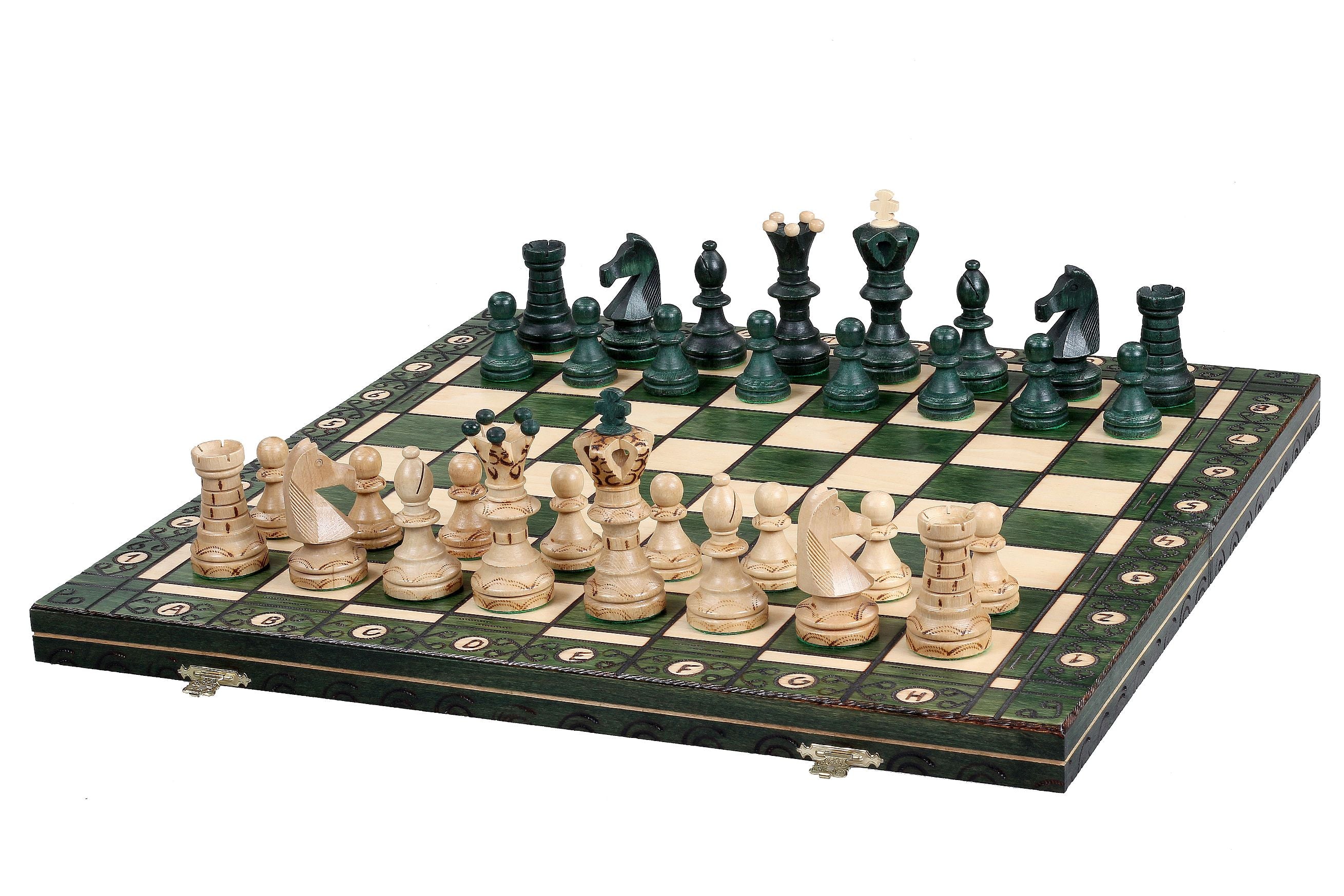 Scacchi di lusso AMBASADOR - grandi (54 x 54 cm), verdi - Scacchi di lusso AMBASADOR - grandi (54 x 54 cm), verdi