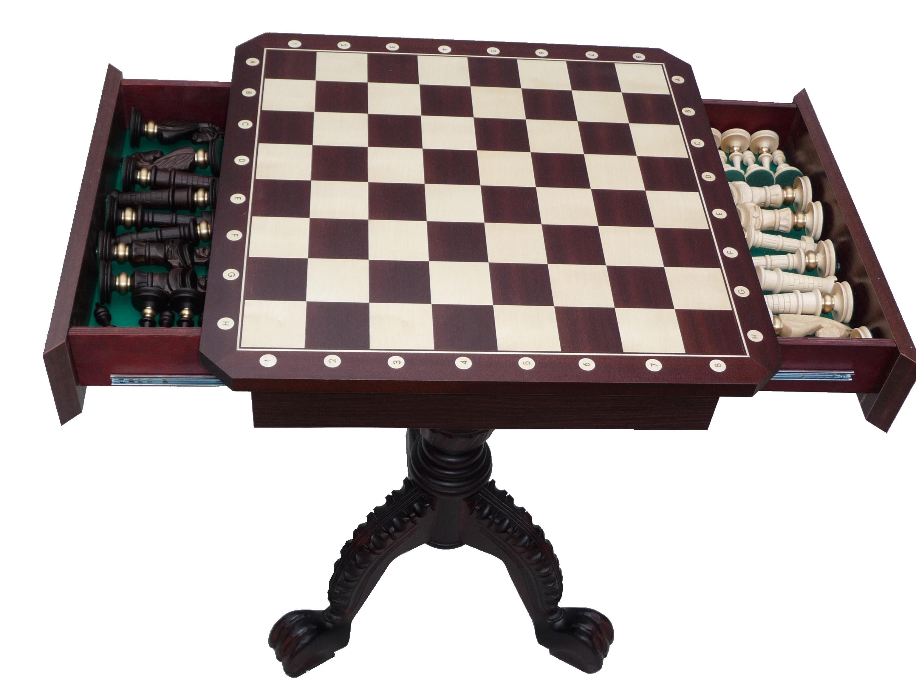 Tavolo da scacchi in mogano scuro (altezza 75 cm) - SENZA FIGURE - Tavolo da scacchi in mogano scuro (altezza 75 cm) - SENZA FIGURE