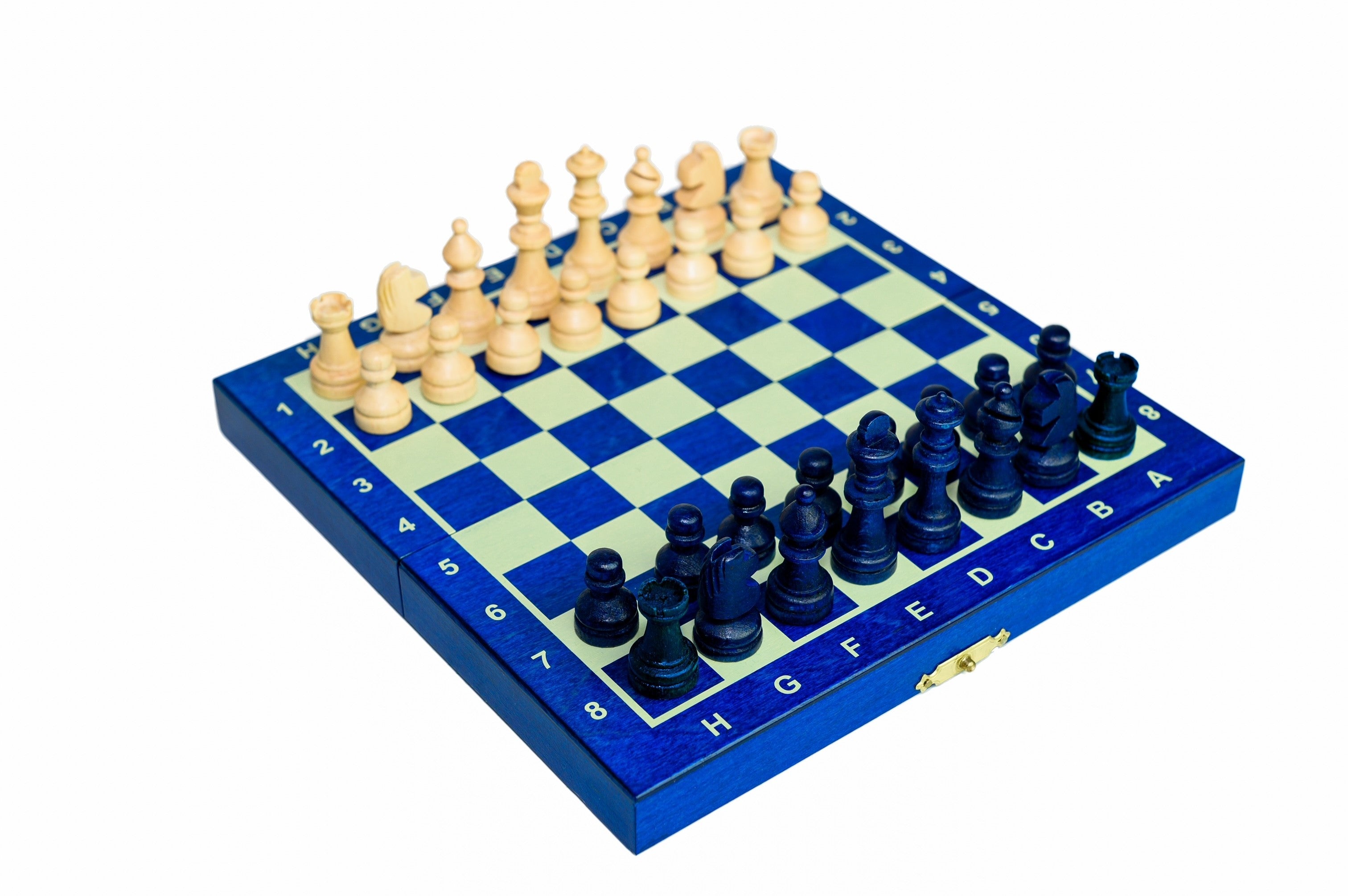Scacchi MAGNETICI in legno mini (20 cm) - blu - Scacchi MAGNETICI in legno mini (20 cm) - blu