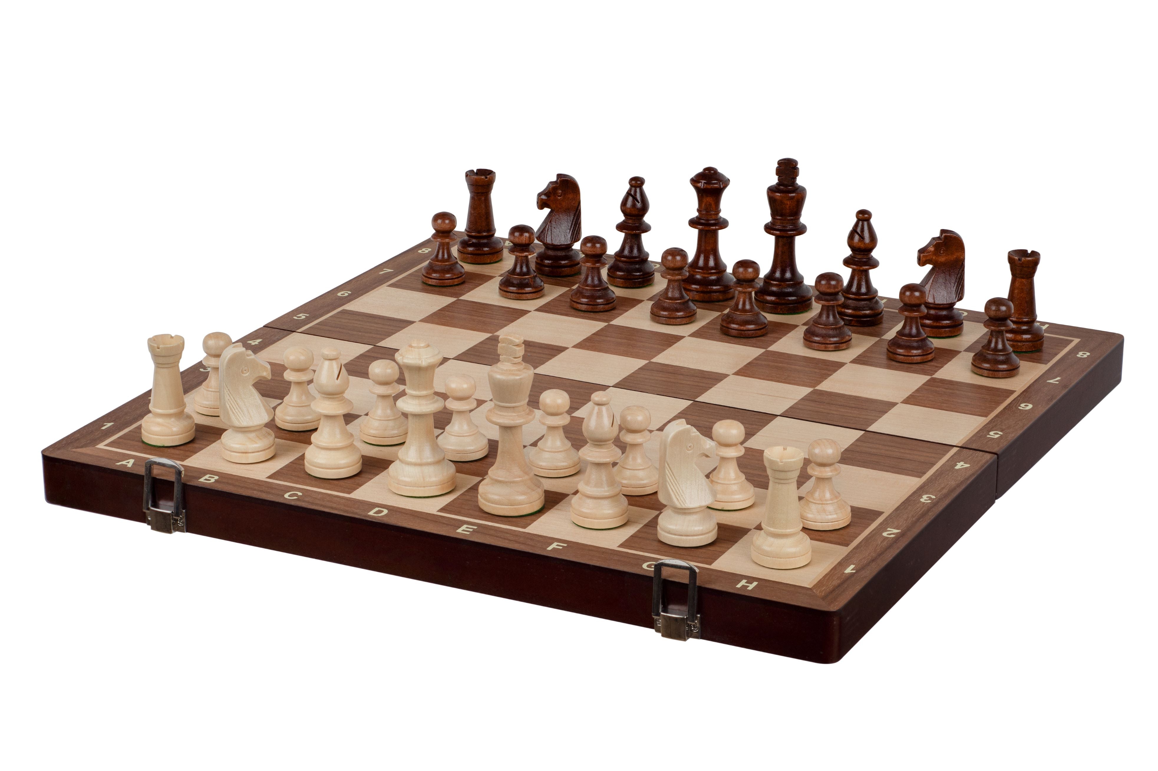 Scacchi da torneo Sunrise Exclusive (45x45 cm) noce/acero - Scacchi da torneo Sunrise Exclusive (45x45 cm) noce/acero