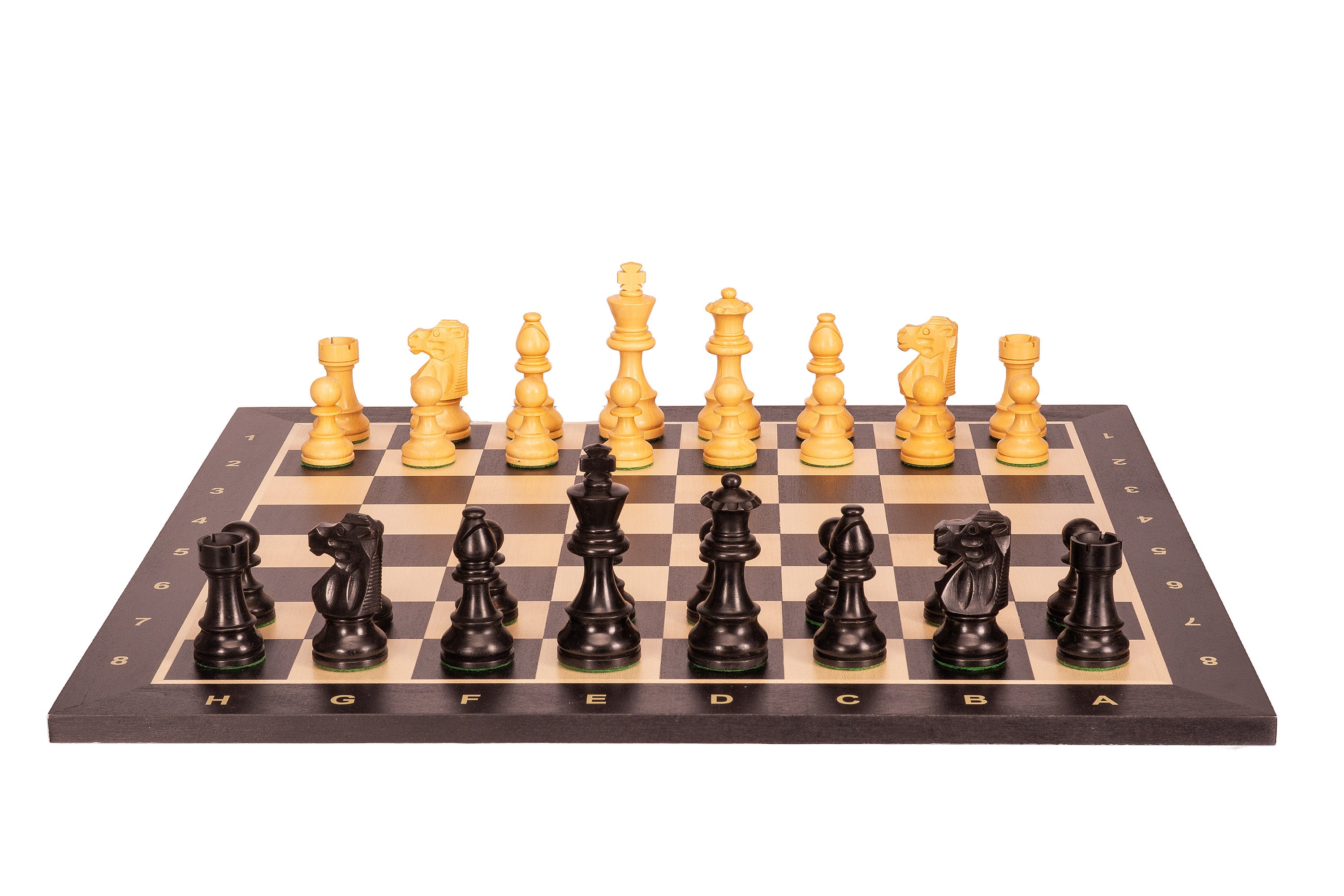Scacchiera nera No6+ pezzi francesi ebanizzati da 3,75 pollici - Scacchiera nera No6+ pezzi francesi ebanizzati da 3,75 pollici