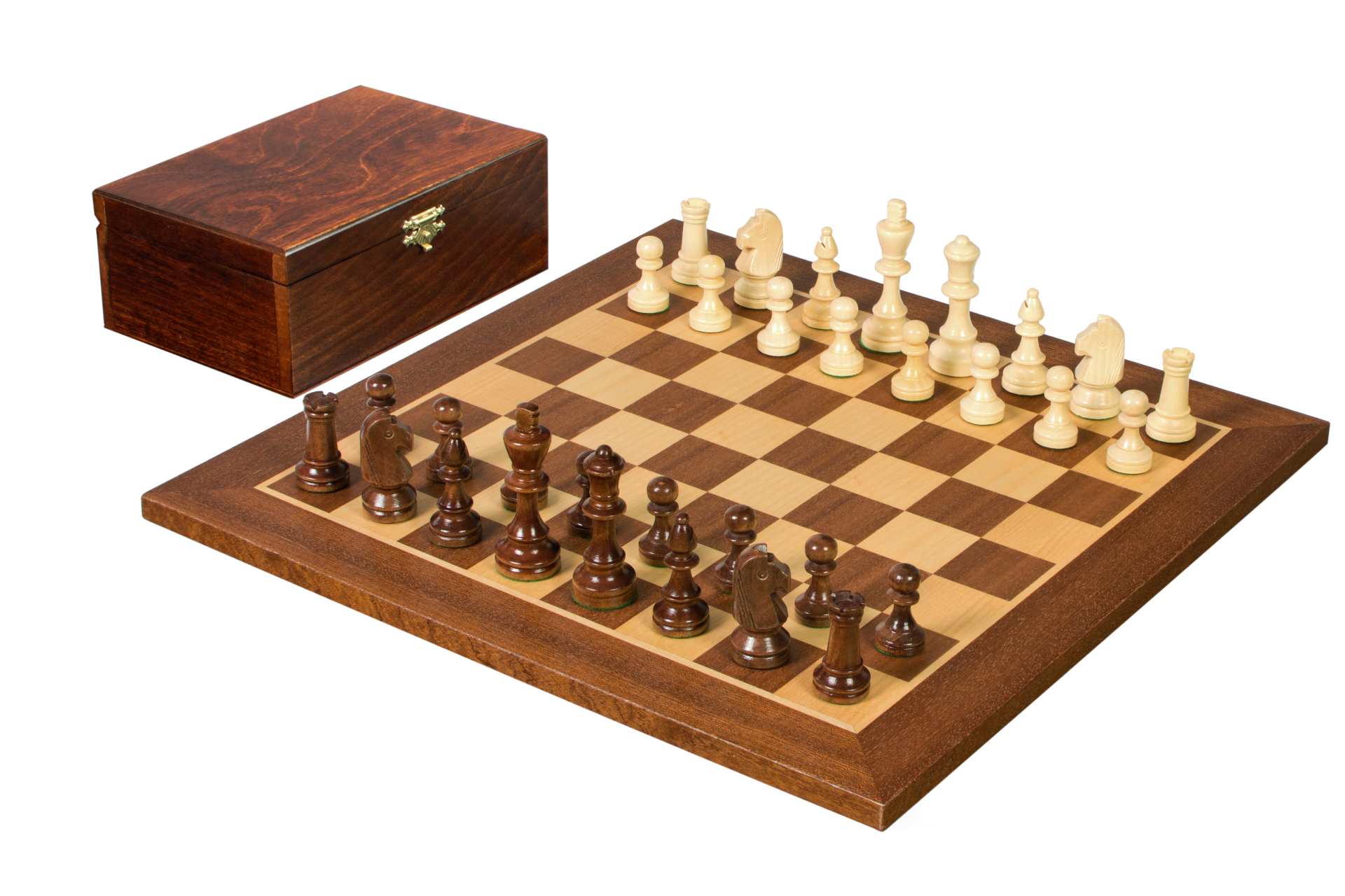 Set di scacchi da torneo n. 4 - scacchiera da 40 mm + figure Sunrise Staunton da 78 mm in baule di legno - Set di scacchi da torneo n. 4 - scacchiera da 40 mm + figure Sunrise Staunton da 78 mm in baule di legno
